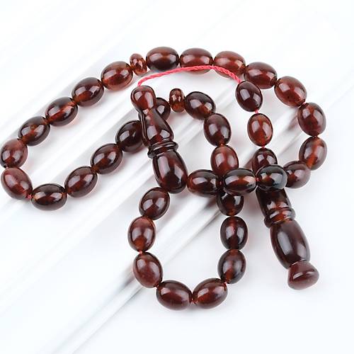 Sumatra Kaya Damla Kehribar Beyzi Kesim 11x14mm Tesbih