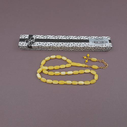 Beyrut Damla Alt�n Renk P�sk�ll� Arpa Kesim 8x14mm Tesbih