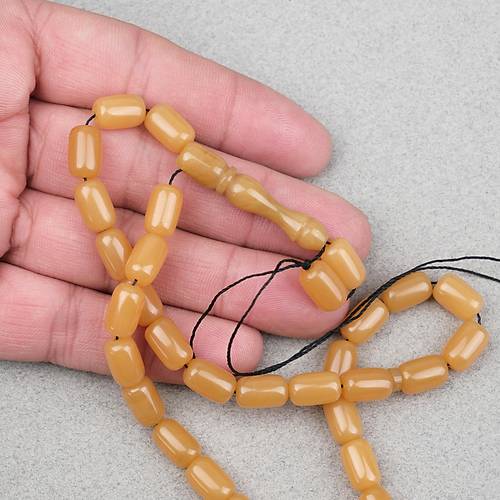 S�kma Kehribar Kaps�l Kesim 7x11mm Tesbih P�sk�ls�z- A��k Kahverengi