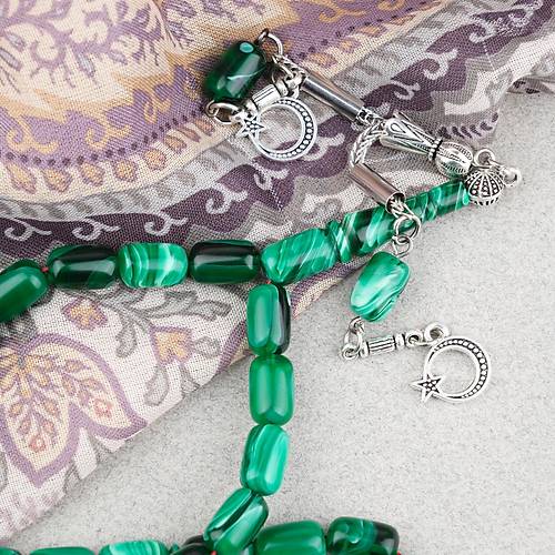 S�kma Kehribar Kaps�l Kesim Alpaka P�sk�ll� 7x11mm Tesbih