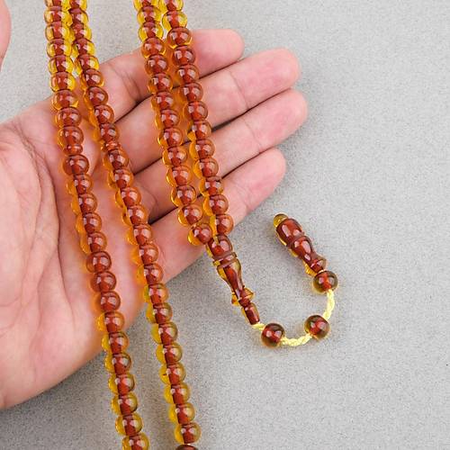 Ate� Kehribar 99luk Namaz Tesbih Tekerlek Kesim 9x7mm Tesbih