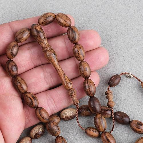 Abanoz Aac Kahverengi Badem Kesim 8x13mm Tesbih