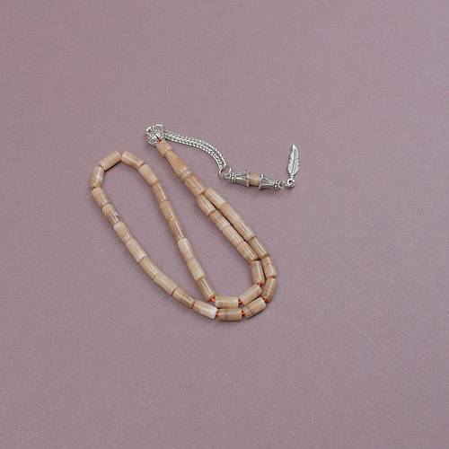 U�ak Cam� Kesme Kesim Alpaka P�sk�ll� 4x8mm Tesbih - S�tl� Kahve