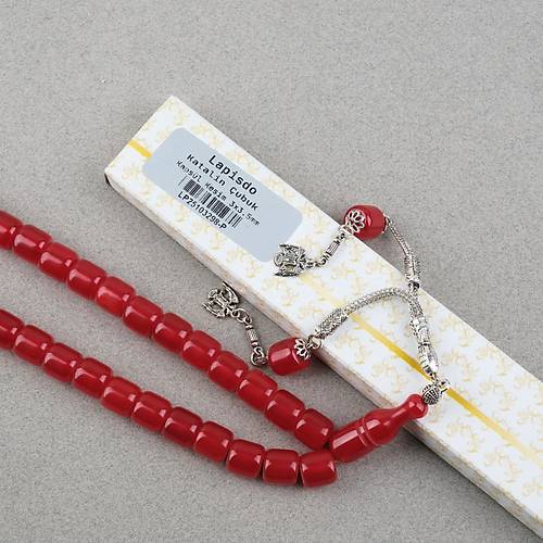 Katalin �ubuk Alpaka P�sk�ll� Kaps�l Kesim 10.5x11mm Tesbih -K�rm�z�