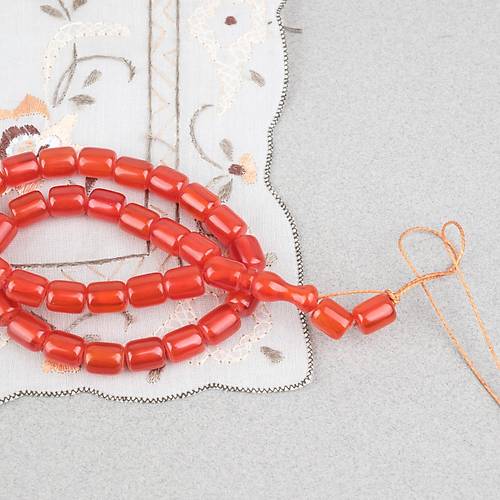 S�kma Kehribar Kaps�l Kesim 9x11mm Tesbih - A��k Kestane P�sk�ls�z