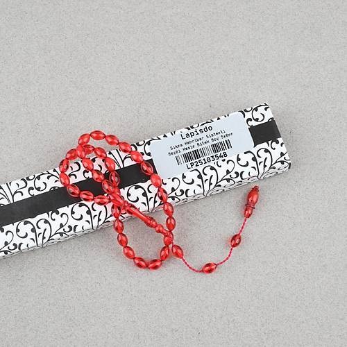 S�kma Kehribar Beyzi Kesim Sistemli Bilek Boy 5x8mm Tesbih K�rm�z�