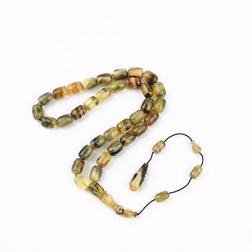 S�kma Kehribar Sedefli Kaps�l Kesim 8x11.5mm Tesbih