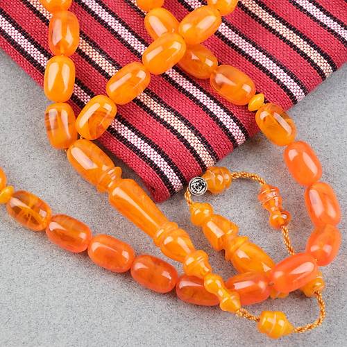 S�kma Kehribar Usta ��i �mzal� Kaps�l Kesim 8x13mm Tesbih