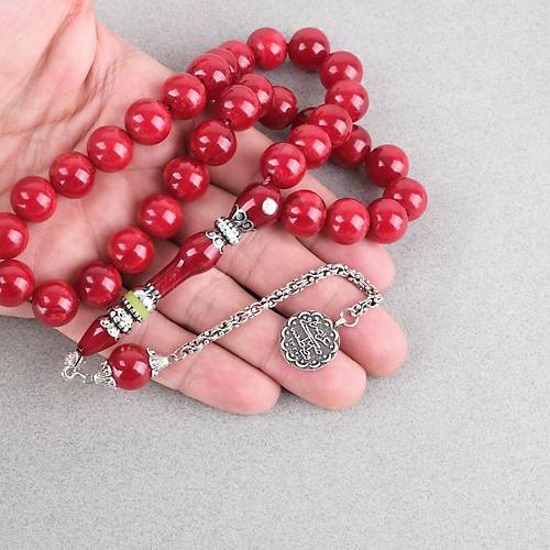 S�kma Kehribar �zel G�m�� Nak�� �mame Bas�k K�re Kesim 12x13mm Tesbih