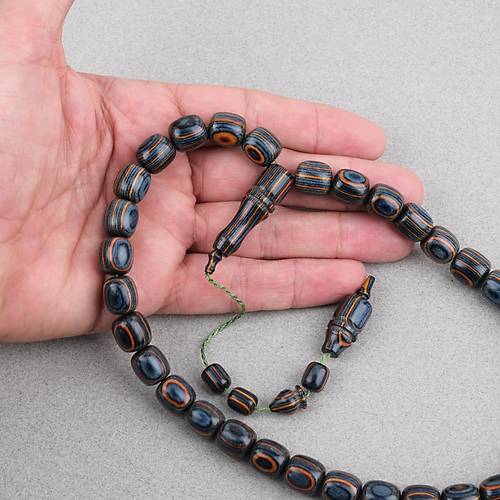 Kafur A�ac� Kaps�l Kesim 11x12mm Tesbih - Mavi Turuncu