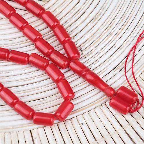 S�kma Kehribar Kaps�l Kesim 7x12mm Tesbih - Mat K�rm�z� P�sk�ls�z