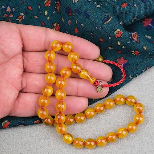 Omari S�kma Kehribar K�re Kesim Oturtma �mameli Sistemli 9mm Tesbih