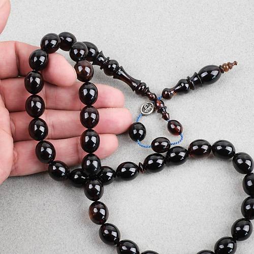 Ate Kehribar Usta i mzal Tombul Beyzi Kesim 12x14mm Tesbih