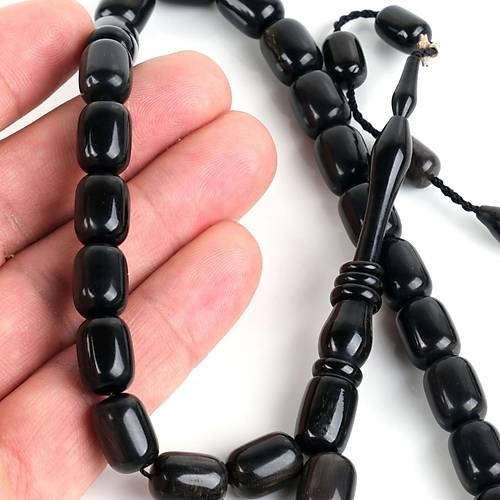 Bufalo Boynuzu Kapsl Kesim 9x13mm Tesbih - Siyah