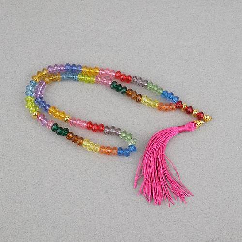 Kristal �ok Renkli 99luk Tekerlek Kesim 8x5mm Namaz Tesbihi
