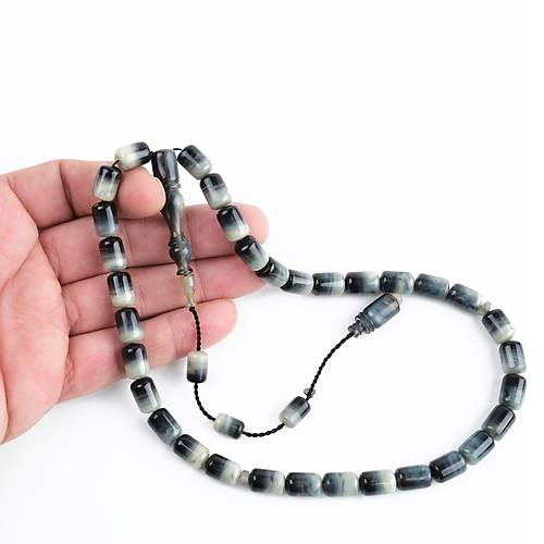 Katalin Usta i mzal Kapsl Kesim 8x12 mm Tesbih -Siyah Beyaz Geili