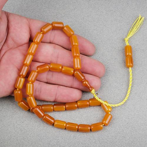 Omari S�kma Kehribar Yumu�ak Kesme Kesim Oturtma �mameli Sistemli 7x11mm Tesbih