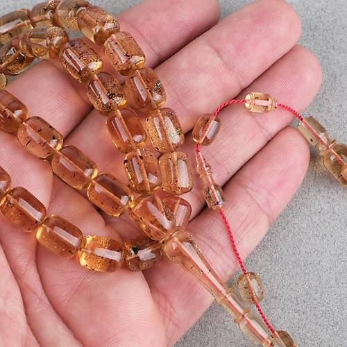 Alman Katalin Simli Usta i Kapsl Kesim 8.5x11mm Tesbih - effaf Simli