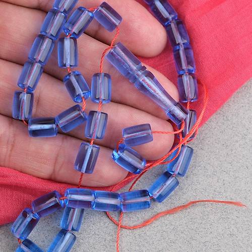 U�ak Cam� Kesme Kesim 7x10mm Tesbih P�sk�ls�z �effaf Mavi
