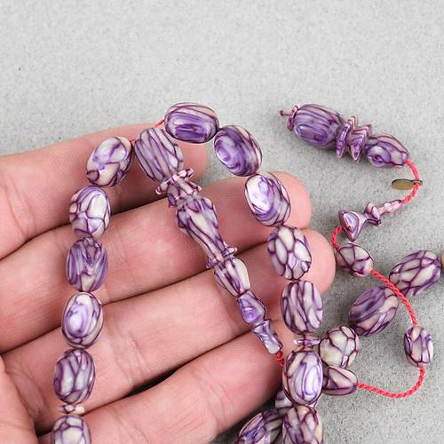 Galalit Yumurta Kesim 8.5x12mm Tesbih -Sedefli Lila