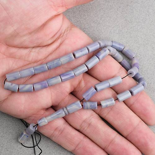 S�kma Kehribar Kesme Kesim 6x10mm Tesbih P�sk�ls�z A��k Mavi