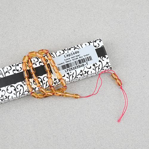 S�kma Kehribar Kaps�l Kesim Bilek Boy 5x8mm Tesbih P�sk�ls�z Sar�