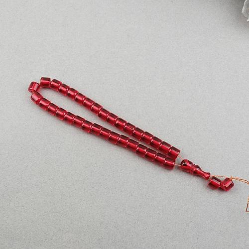 Ate� Kehribar Kaps�l Kesim 11x11mm Tesbih - �effaf K�rm�z� P�sk�ls�z