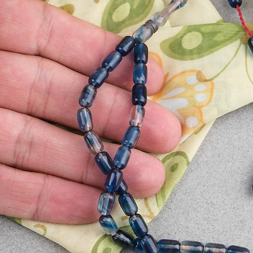 S�kma Kehribar Kaps�l Kesim Sistemli Bilek Boy 5x8mm Tesbih Mavi