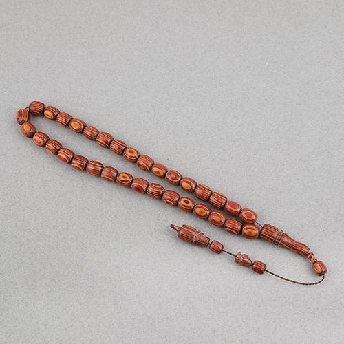 Kafur A�ac� Kaps�l Kesim 11x12mm Tesbih - Sar� K�rm�z�