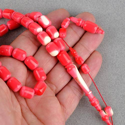 Eski Bilardo Topu Obje Krmz Kapsl Kesim 9x11mm Tesbih
