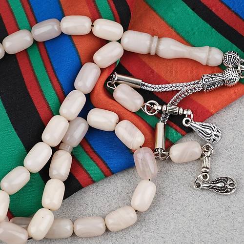 S�kma Kehribar Kaps�l Kesim Alpaka P�sk�ll� 7x11mm Tesbih Ta� Rengi