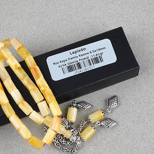 Rus Kaya Damla Kehribar Kesme Kesim 6.5x10mm Tesbih