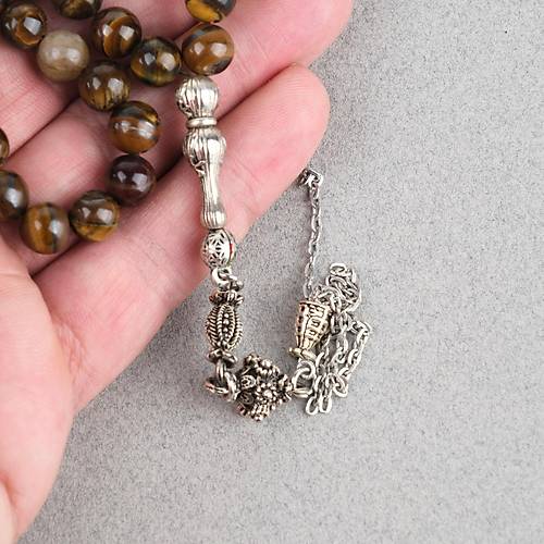 Kaplang�z� Alpaka p�sk�ll� K�re Kesim 8.5mm Tesbih ve Bileklik Seti