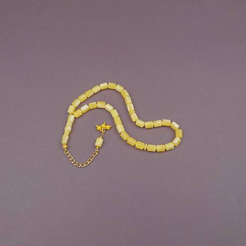 Beyrut Damla Alt�n Renk P�sk�l Yumu�ak Kesme Kesim 8x11mm Tesbih