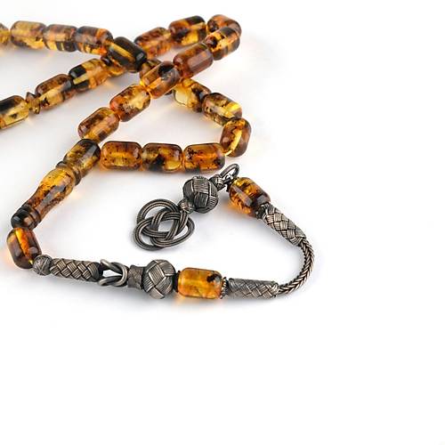 Balt�k Damla Kehribar Fosilli 1000Ayar Kazas P�sk�l Kaps�l Kesim 7x10mm Tesbih