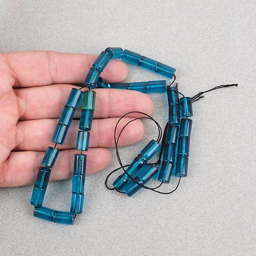 Ate� Kehribar Kesme Kesim 7x11mm Tesbih -�effaf Mavi