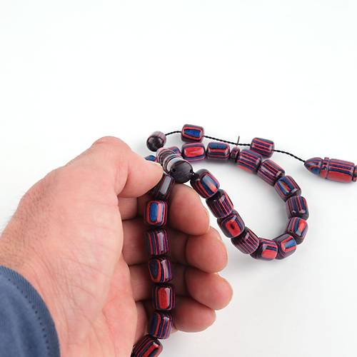 Kafur A�ac� Usta ��i �mzal� Kaps�l Kesim 10x14mm  Tesbih - Bordo Mavi