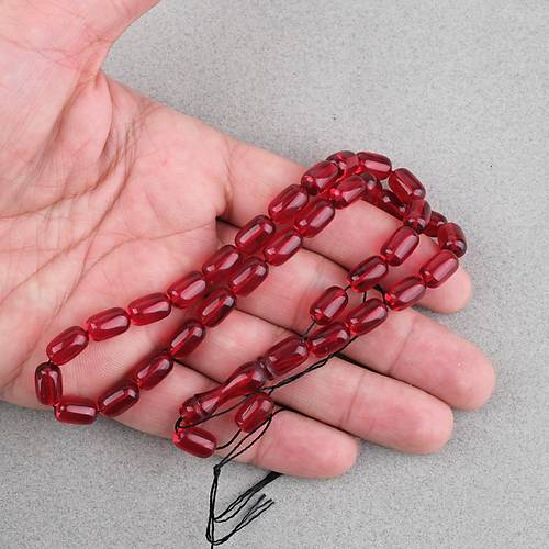 S�kma Kehribar Kaps�l Kesim 7x11mm Tesbih P�sk�ls�z K�rm�z�