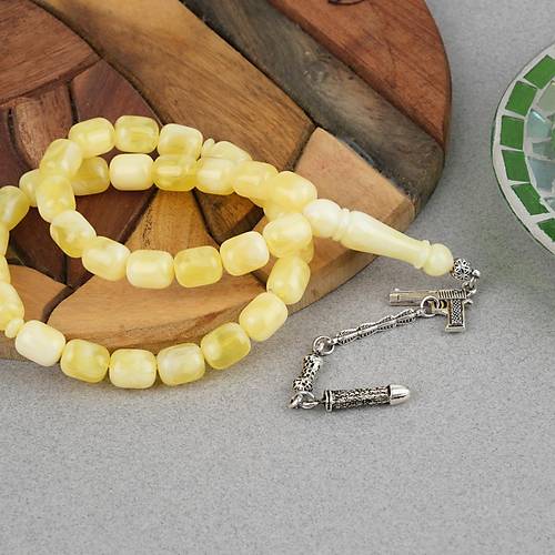 Damla Kehribar Alpaka P�sk�ll� Kaps�l Kesim 10x12mm Tesbih