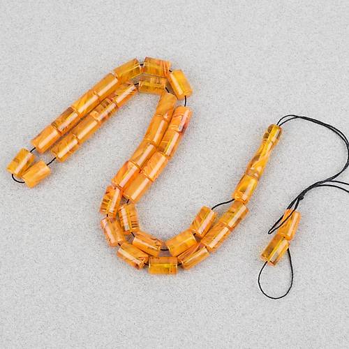 S�kma Kehribar Hareli Kesme Kesim 7x11mm Tesbih -Bal Sar�s�