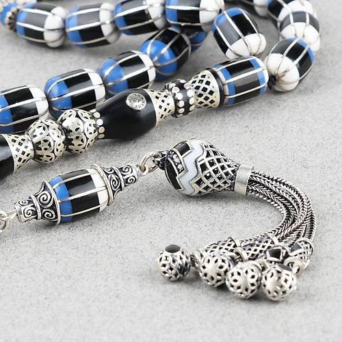 Erzurum Oltu Katalin leme 925Ayar Gm Pskl, lemeli Nakka mame F Kesim 8.5x11mm Tesbih