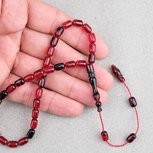 S�kma Kehribar Kaps�l Kesim Sistemli Bilek Boy 5x8mm Tesbih Siyah K�rm�z�