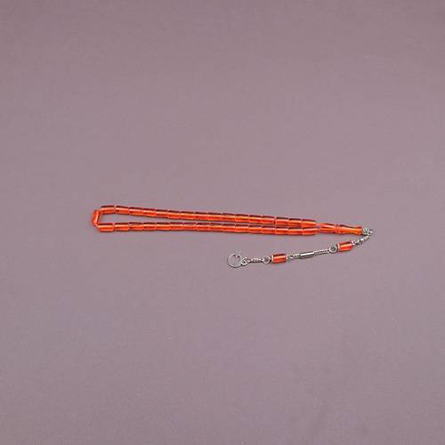 U�ak Cam� Kesme Kesim 6x10mm Tesbih Alpaka P�sk�ll� �effaf Turuncu