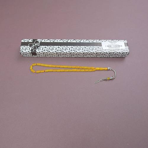 U�ak Cam� Kesme Kesim Alpaka P�sk�ll� 4x8mm Tesbih - �effaf Sar�