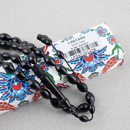 Kuka Siyah Arpa Kesim 8x13mm Tesbih