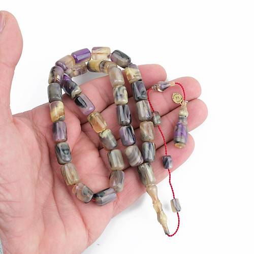 Katalin Dinlenmi ubuk Usta i mzal Kapsl Kesim 8x12mm Tesbih -Beyaz Gri Alacal