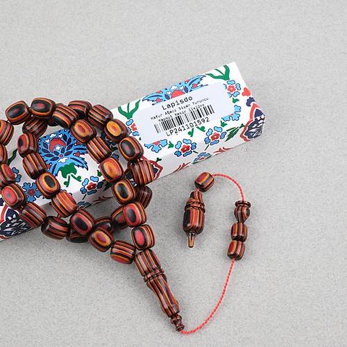 Kafur A�ac� Kaps�l Kesim 11x12mm Tesbih -Siyah Turuncu