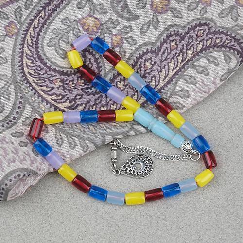 U�ak Cam� Alpaka P�sk�ll� Kesme Kesim 5x8mm Tesbih- Bonibon