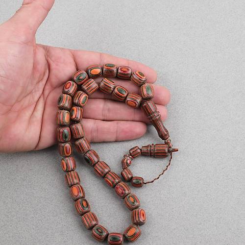 Kafur A�ac� Kaps�l Kesim 11x12mm Tesbih -A��k Ye�il Turuncu