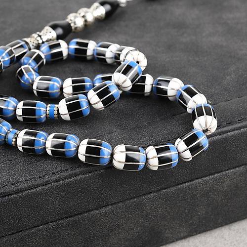 Erzurum Oltu Katalin leme 925Ayar Gm Pskl, lemeli Nakka mame F Kesim 8.5x11mm Tesbih
